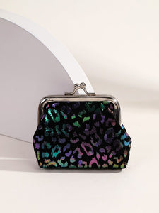 Metallic Oil Spill Leopard Print Coin Purse