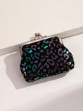 Metallic Oil Spill Leopard Print Coin Purse