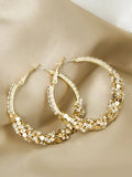 White Rhinestone Gold Hoop Earring