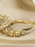 White Rhinestone Gold Hoop Earring