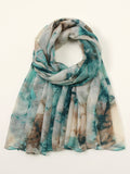 Teal and Grey Marble Pattern Fashionable Scarf