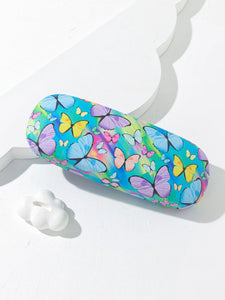 Multi Color Butterfly Blue Eyeglass Case