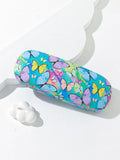 Multi Color Butterfly Blue Eyeglass Case