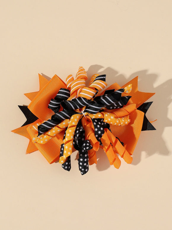 Halloween Orange and Black Polka Dot Hair Clip