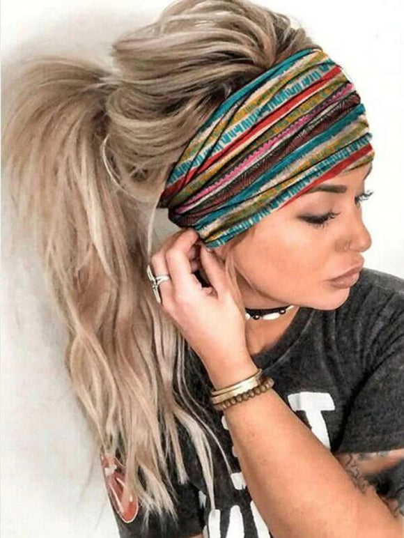 Multi Color Striped Pattern Wide Headband