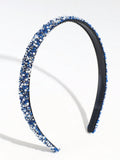 Blue Crushed Rhinestone and Pearl Thin Headband