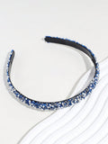 Blue Crushed Rhinestone and Pearl Thin Headband