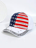 Patriotic Stars and Stripes Rhinestone Baseball Cap