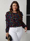 Multi Color Heart Print Gigot Sleeve Top