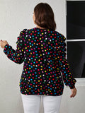 Multi Color Heart Print Gigot Sleeve Top