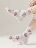 Pink Donuts Decorative Heathered Grey Socks