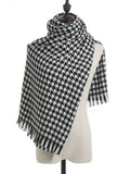 Houndstooth Plaid Fringe Scarf