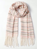 Pink and Gray Plaid Fringe Scarf