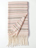 Pink and Gray Plaid Fringe Scarf