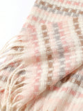 Pink and Gray Plaid Fringe Scarf