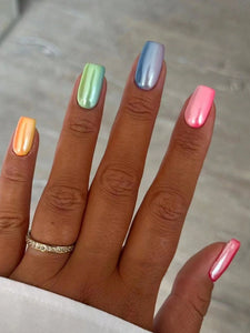 Multi Color Medium Length Square Nail Set