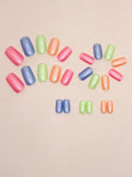 Multi Color Medium Length Square Nail Set