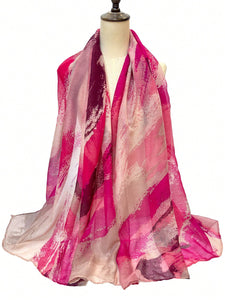 Pink and Burgundy Brush Pattern Fashionable Scarf