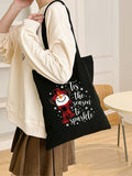 Tis the Season to Sparkle Snowman Black Shopper Bag