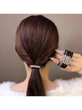 10 Pc Rhinestone Black & Brown Hair Tie Set