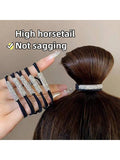 10 Pc Rhinestone Black & Brown Hair Tie Set