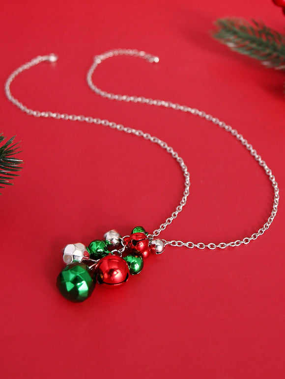 Multi Color Christmas Bells Cluster Necklace