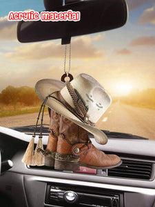 Cowboy Hat & Boots Acrylic Car Ornament