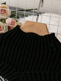 Women's Cold Shoulder Black Chevron Design Sweater