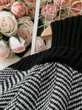 Women's Cold Shoulder Black Chevron Design Sweater