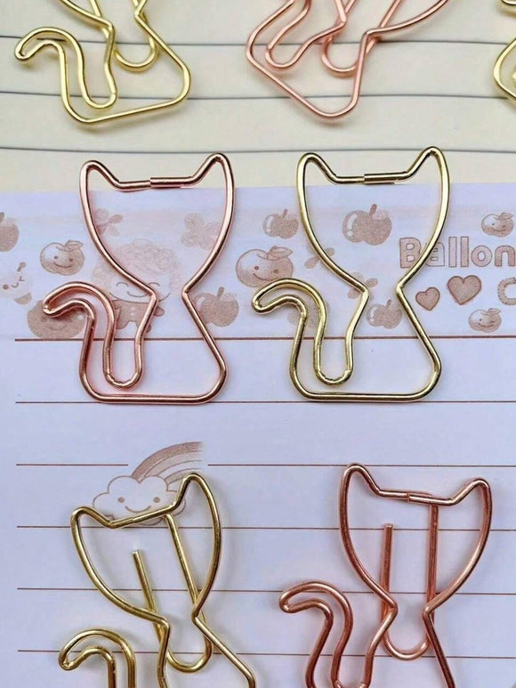 10 Pc Kitty Cat Shaped Paper Clip Set