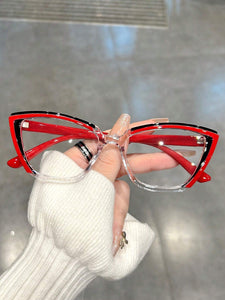 Cat’s Eye Eyeglasses With Colorful Frames and Transparent Lenses