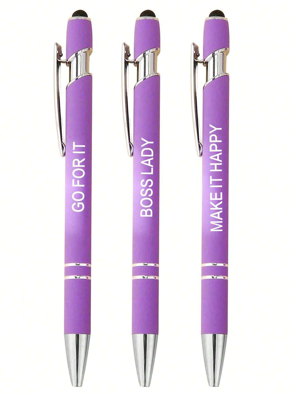 3 pcs Lavender Ballpoint Pens Including Touch Screen Stylus