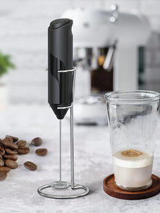 Milk Frother With Stand Black