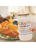 Chaos Coordinator Frosted Glass Cup with Bamboo Lid and Straw