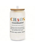 Chaos Coordinator Frosted Glass Cup with Bamboo Lid and Straw