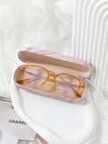 Fashionable Pink and Brown Design Eyeglass Case