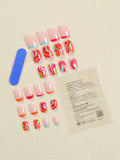 Multi Color Wavy Stripe Design Short Square Nail Set