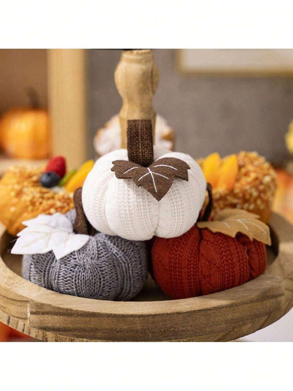 3 pcs Harvest Festival Cable Knit Sweater Design Little Pumpkin Set