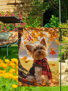 Hello Fall Yorkie Garden Flag