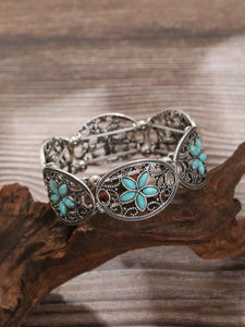 Vintage Style Hollow Turquoise Flower Stretch Bracelet