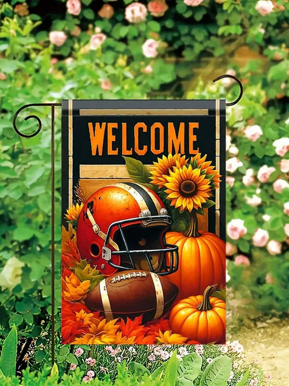 Fall Football Helmet and Ball Garden Flag