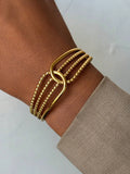 Stainless Steel Gold Dotted Motif Cuff Bracelet
