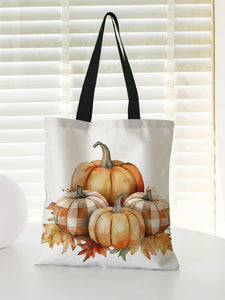 Orange Plaid Pumpkins and Colorful Leaves Shopper Bag