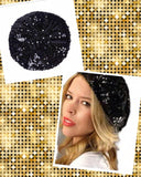 Black Sequin Beret Hat