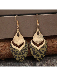 Sage Green Leopard Print Earrings
