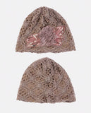 Lace and Sequin Floral Beanie Hat