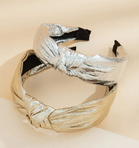 Silver Metallic Knot Design Wide Headband