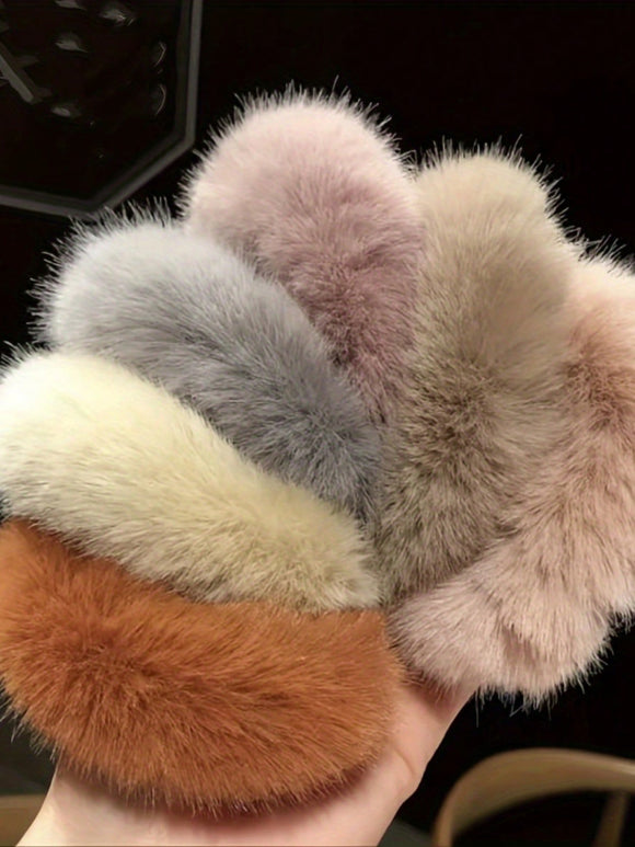 Multi Color Plush Fur Hair Ties