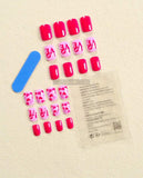 Love Heart Design Hot Pink Short Square Nail Set