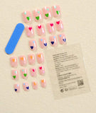 Multi Color Hearts Short Square Nail Set